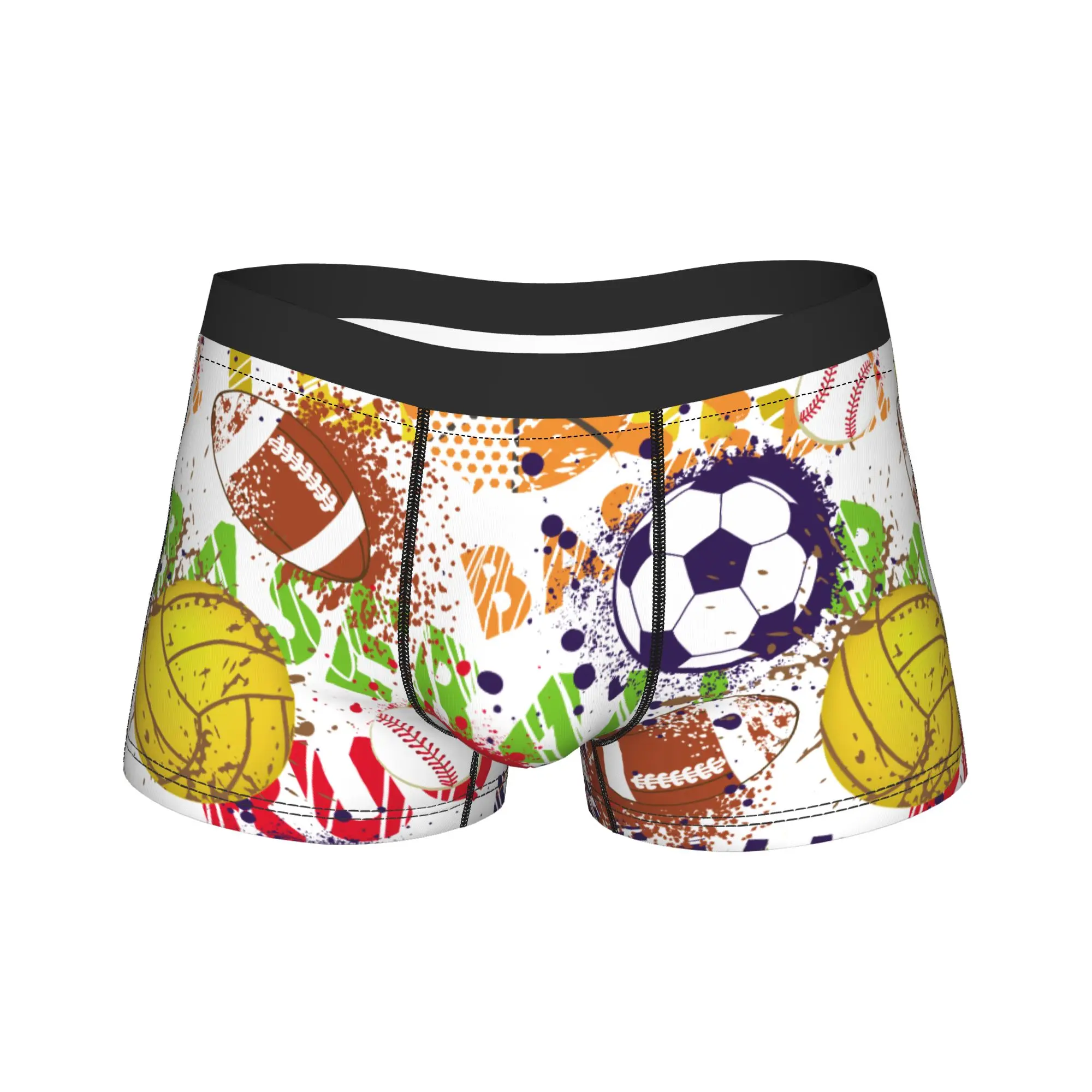 Men's Cartoon Soccer Ball Football Long Underwear  Hot Boxer Briefs Shorts Panties Male Mid Waist Underpants M-XXL