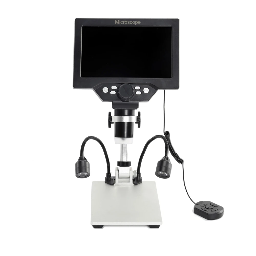 Microscope numérique B1200, 12MP, écran LCD HD 7 pouces, puce Taiwan Lingtong, grossissement 1-1200, support en métal avec 2 auxiliaires