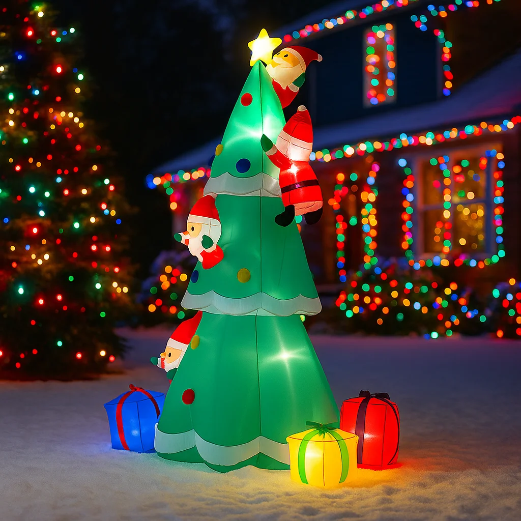 2,4 м/7,8 футов надувная рождественская елка Санта-Клаус подарочные коробки огни светодиодные украшения для дома игрушки двор Рождество праздничное освещение Декор