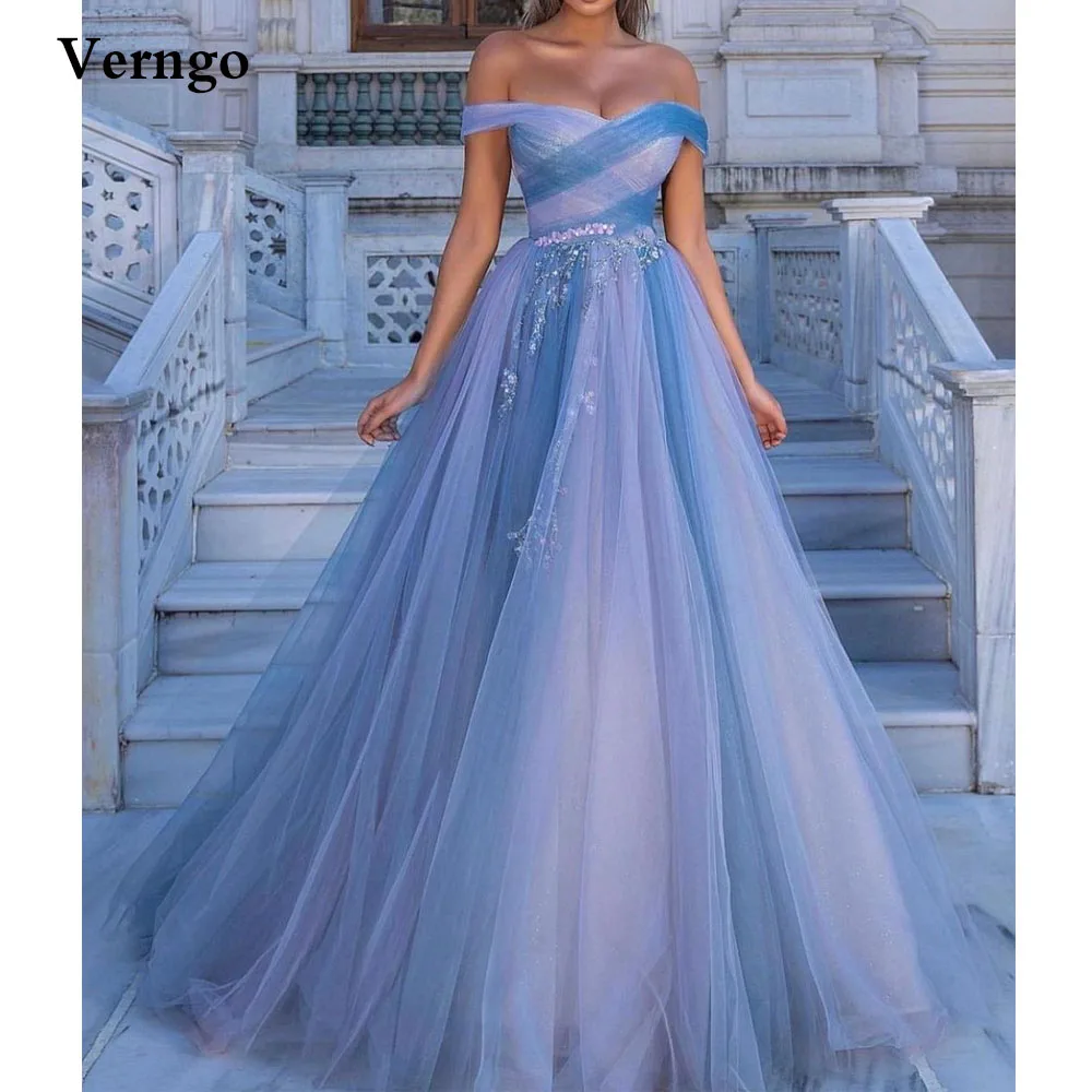 Verngo-vestidos de tul con hombros descubiertos para mujer, vestido elegante de fiesta árabe, Vestidos de Noche de hadas