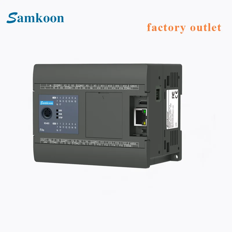 Samkoon PLC Programmable Logic Controller, 16DI 16DO Transistor/Relay Output, Support Ethernet, Industrial Automation Controller