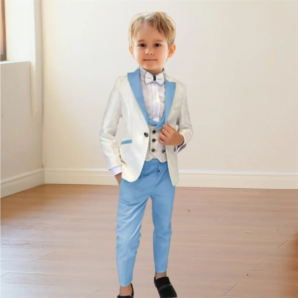 New Fashion Boys' Lapel Three Pieces(Jacket+Vest+Pants) Set  High Quality Gentlemen's Flower Set костюм для мальчика