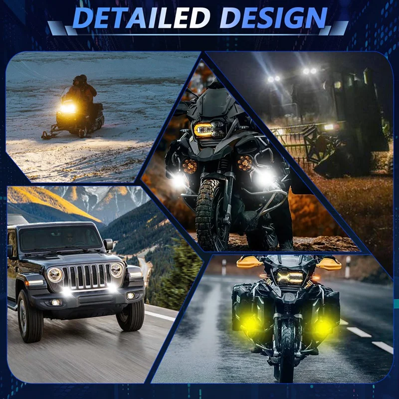 Motorcycle LED Pods Auxiliary Driving Fog Lights LED Spotlight Projector Work Light For Truck SUV UTV Tractor ATV