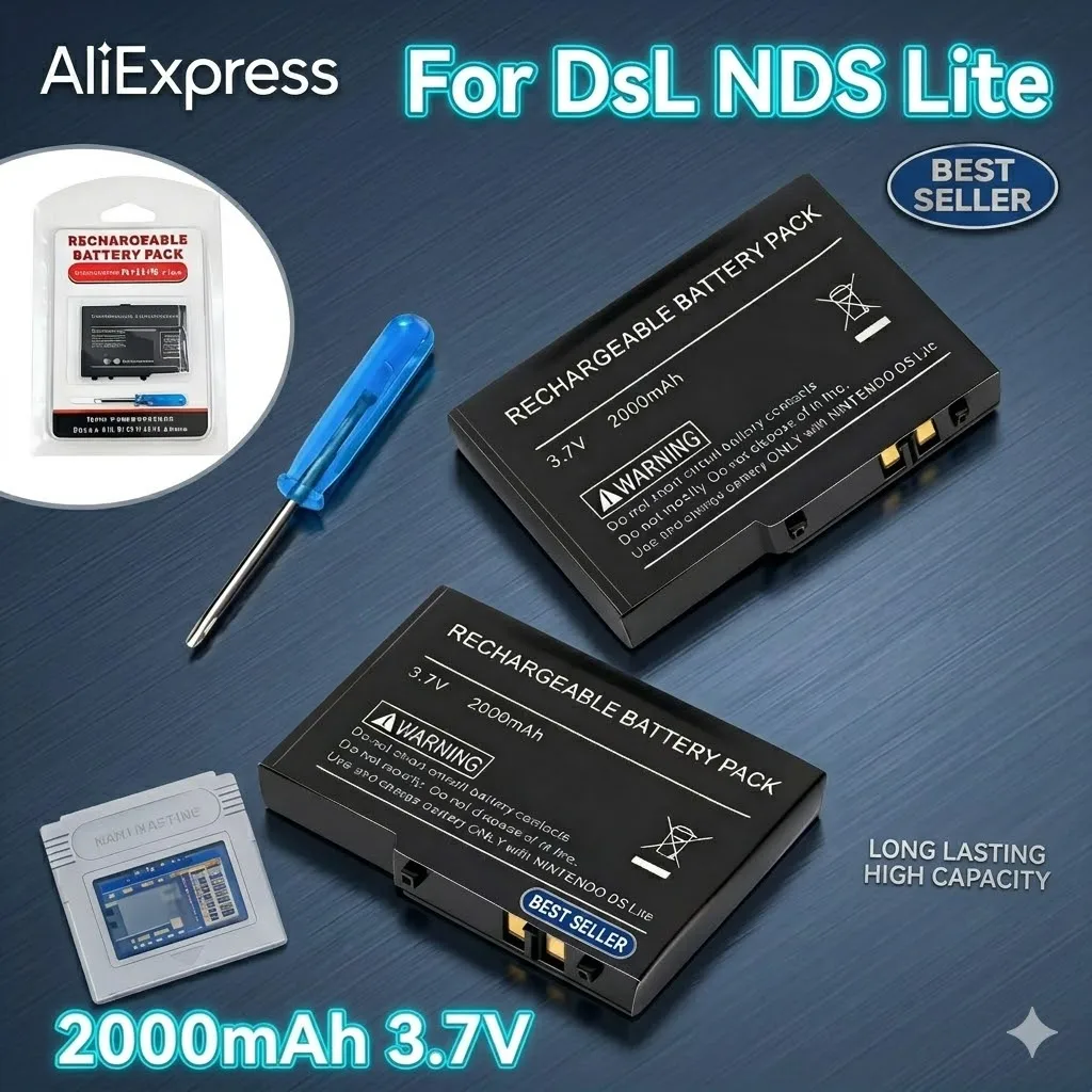 

2000mAh NDSL DSL Replacement Rechargeable Battery Pack For Nintendo DS Lite NDS Console With Screwdriver Tool