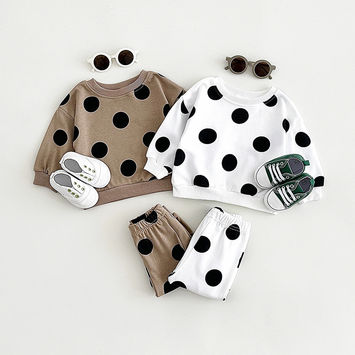 Newborn Baby 2Pcs Autumn Infant Clothes Suit 0-3Y Wave Point Sweatshirt Top+Trousers Spring Boys Girls Children Clothing