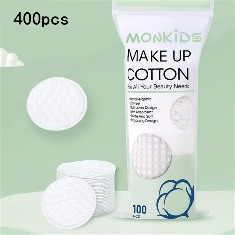 100 stks/200/400 stks Zacht Ademend Rond Wattenschijfje Met dubbelzijdige Textuur Voor Dagelijkse Gezichtsreiniging en Make-up Remover