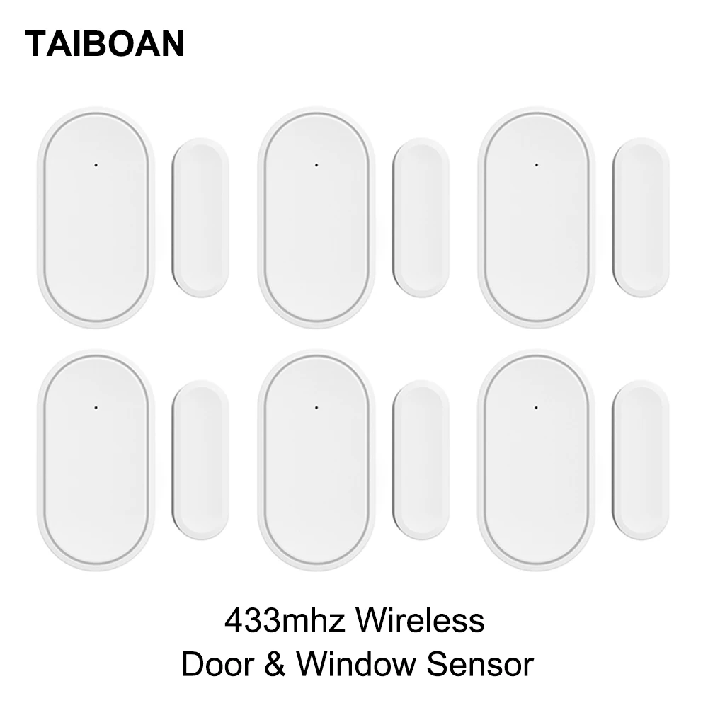 TAIBOAN Wireless 433mhz Door Window Sensor Mini Alarm Sensor Armed Disarmed for Home Security Alarm System APP Remote Control