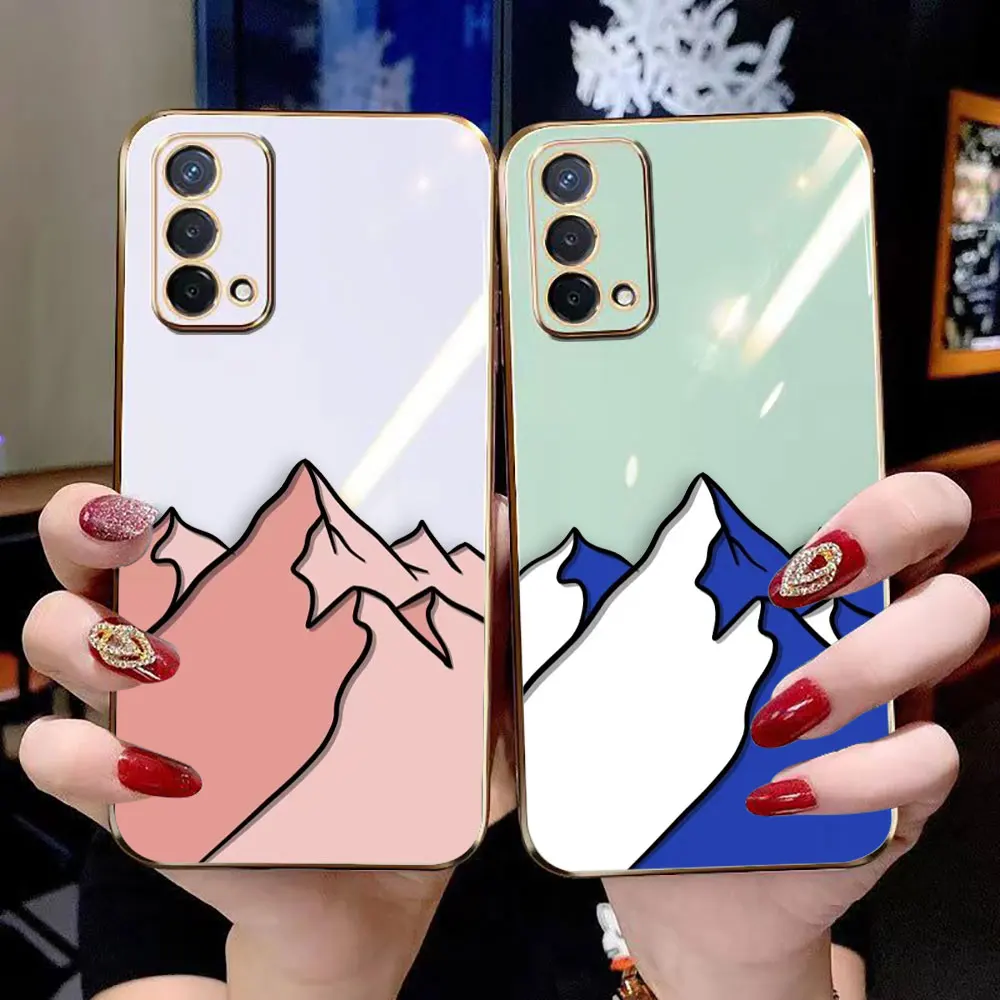 Cover Smooth E-TPU Phone Case OPPO A15 A16 A17 A78 A58 A53 A54 A57 A72 A73 A74 A91 A92 A94 A96 Case Shell Cartoon Mountain Range