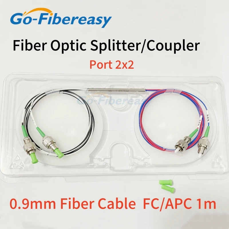 

2x2 Fiber Coupler Single Mode 1550nm 0.9mm Cable Fiber Optic Splitter with FC/APC FBT Splitter Coupling Ratio can be Customized