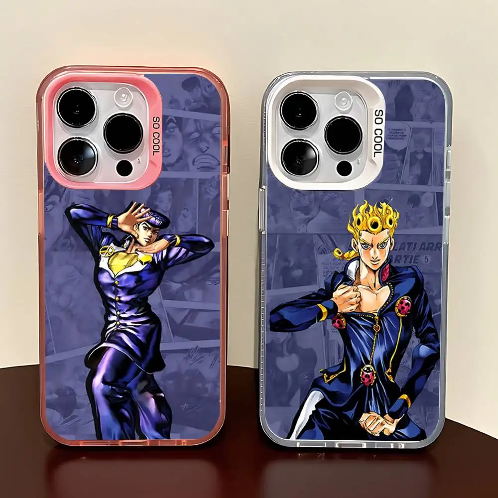 

J-JOJO Anime Kujo Jotaro Phone Case For IPhone 17 16 15 14 13 12 11 Pro Max Plus Color Shockproof Back Silver Cover