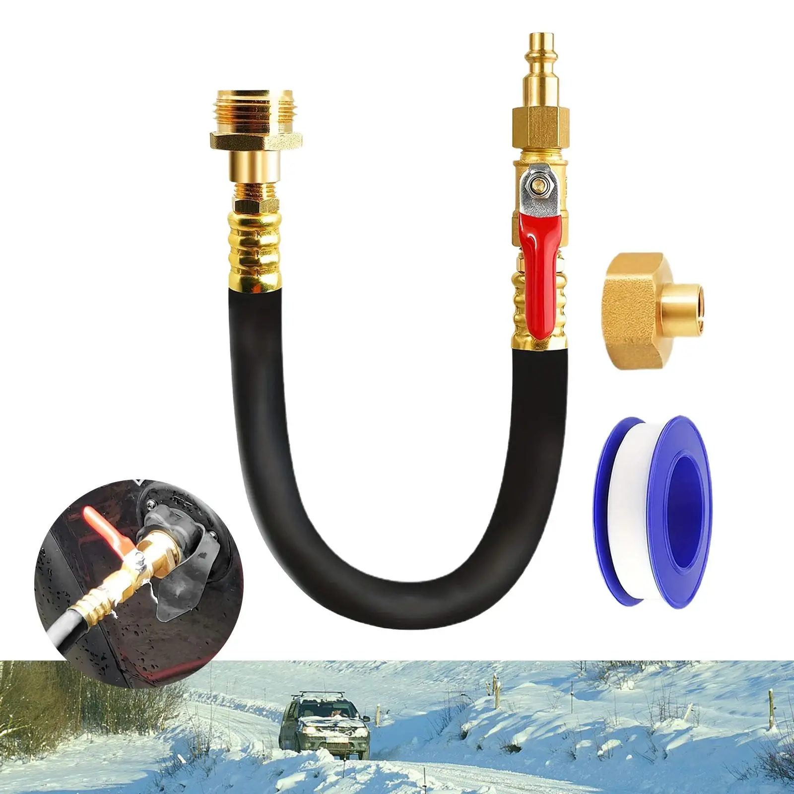 RV Winterizer Kit Blow Out Adapter Sprinkler Winterization Kit with Shut Off Valve for RV Boat Garden Hose Travel Trailer