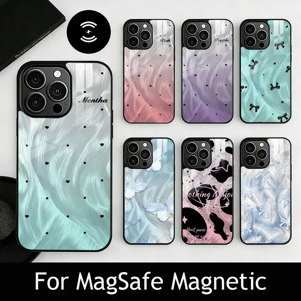 

Feather yarn print Phone Case For iPhone17,16,15,14,13,12,11 Plus,Pro Magnetic with Magsafe Wireless Charging