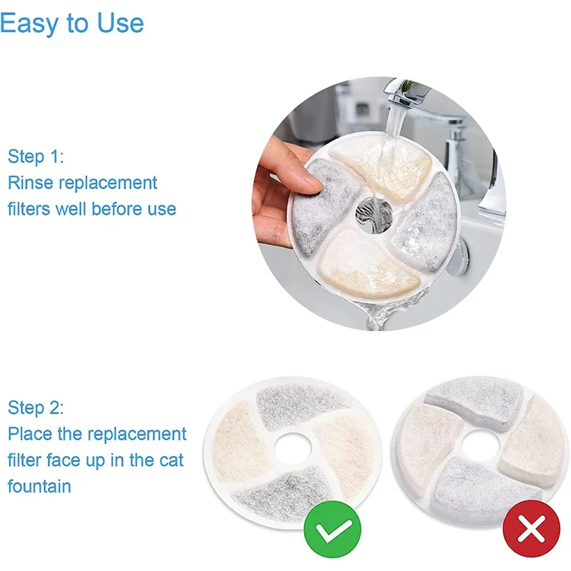 مرشحات استبدال نافورة الماء للقطط، فلتر بديل نافورة الماء للحيوانات الأليفة مناسب لأوتوماتيكي 74 أونصة/2.2 لتر