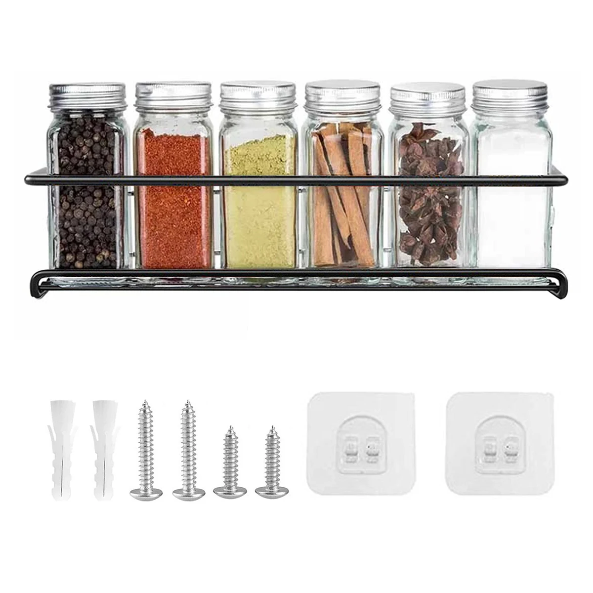 Kitchen Organizer Metal Hanging Spice Racks For Home Restaurant Wall-Mounted Seasoning Shelf Spice Jar Storage Rack Single Layer