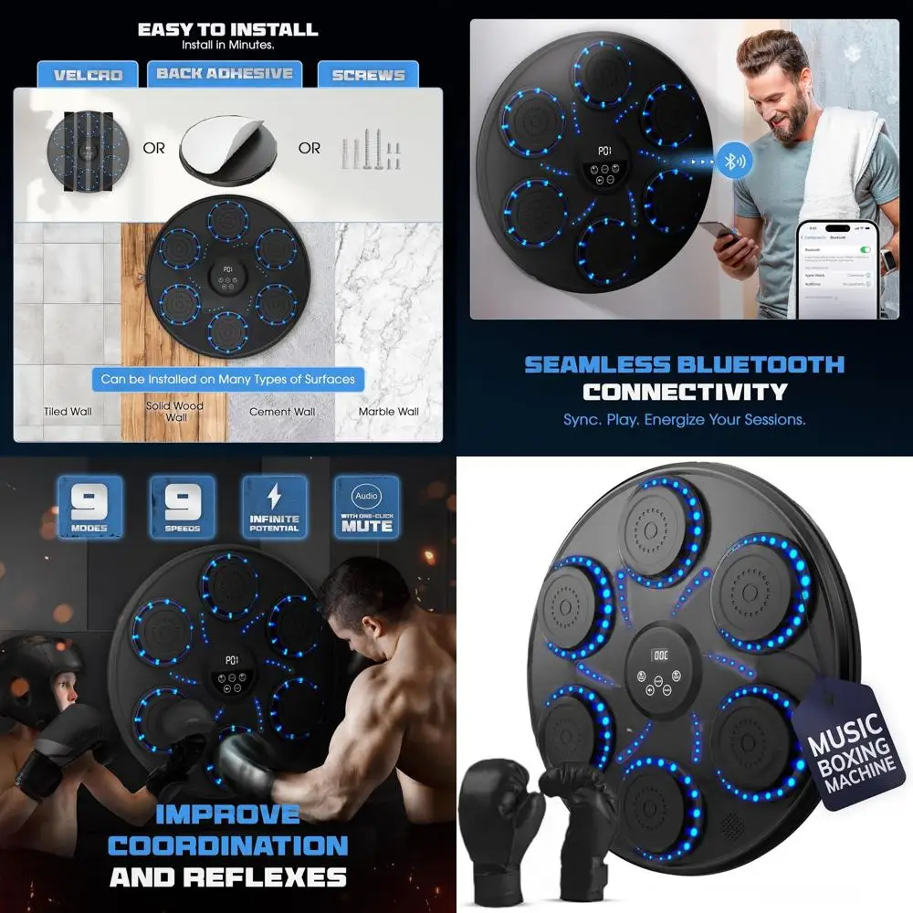 

Music Boxing Machine for Adults and Kids, Wall-Mounted Music Punching Machine Exercise Equipment with Boxing Gloves, Fitness Equ