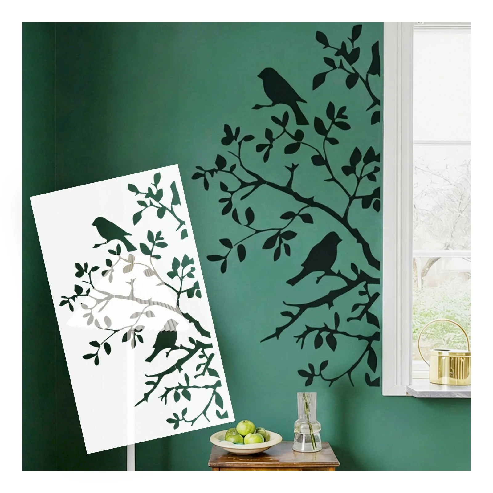 Large Bird Branch Leaf Stencils for Walls 80cm - 120cm Custom Reusable Templates for Painting Furniture Decorative Home Decor
