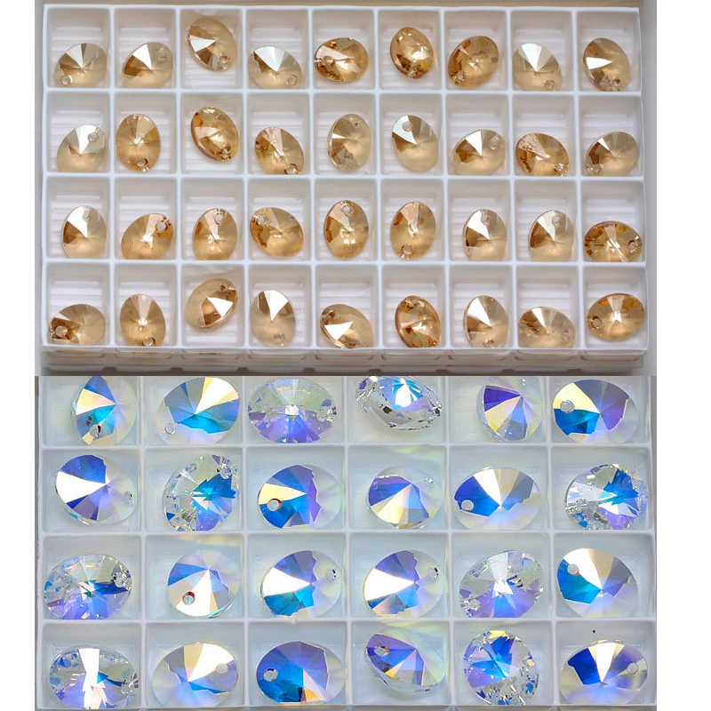 Original Crystals from Austria 6028 Oval Pendant Loose Rhinestone for Necklace DIY Jewelry Making Home Decoration