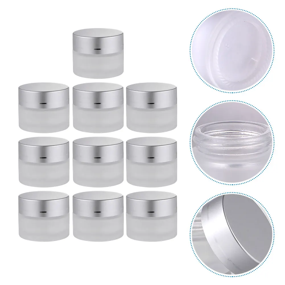 

10Pcs Frosted Glass Cream Jars High Sealing Cosmetics Containers Mini Sample Jars for Lotion Eye Cream Storage