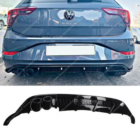 For VW POLO 8 AW 2021-2025 Rear Bumper Diffuser Splitter Lip POLO 8 1.0 1.5 TSI R-line 4-Door Hatchback Bodykits Tuning