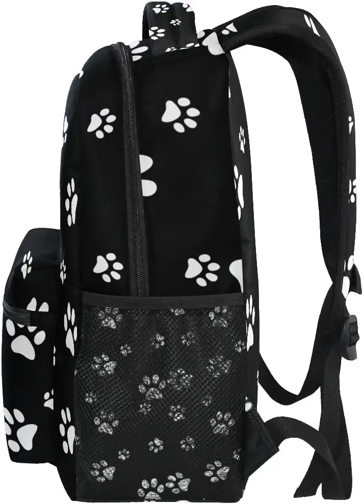 Zaino Animale Cucciolo di cane Stampa zampa Borsa da scuola per adulti Borsa da college casual Borsa da viaggio con cerniera Zaino da trekking Zaino a spalla