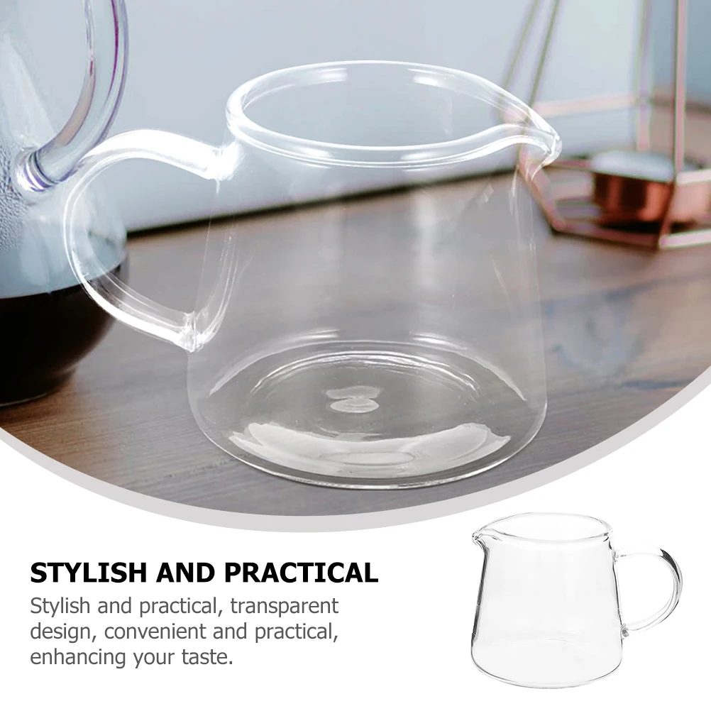 

Cream Pitcher Clear Glass Round Milk Cup Foaming Pitchers Frothing Coffee Pot Latte
