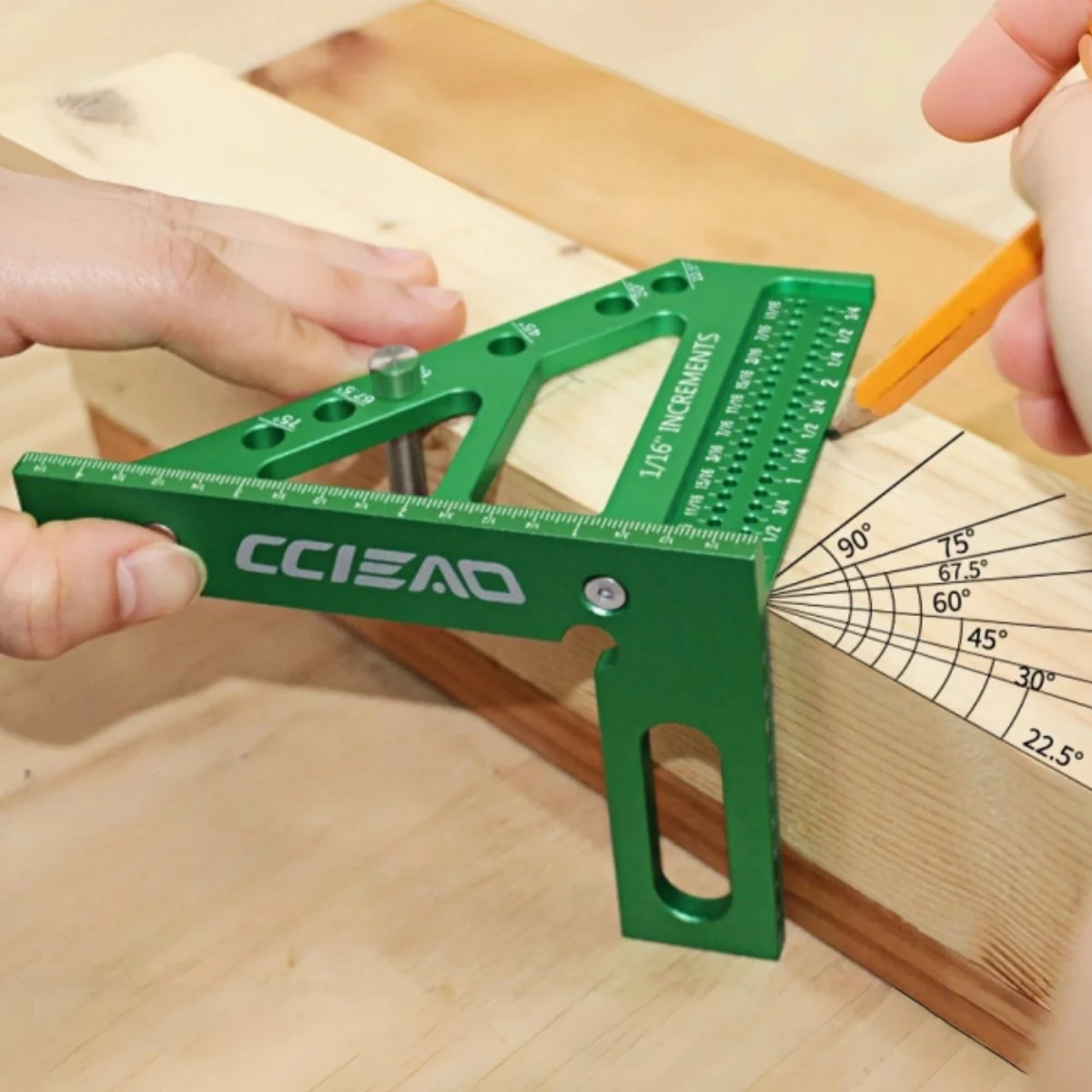 3D Precision Woodworking Square Protractor 22.5-90 Degree Multi-Angle Measuring Ruler - Miter Triangle Ruler Engineer Carpenter