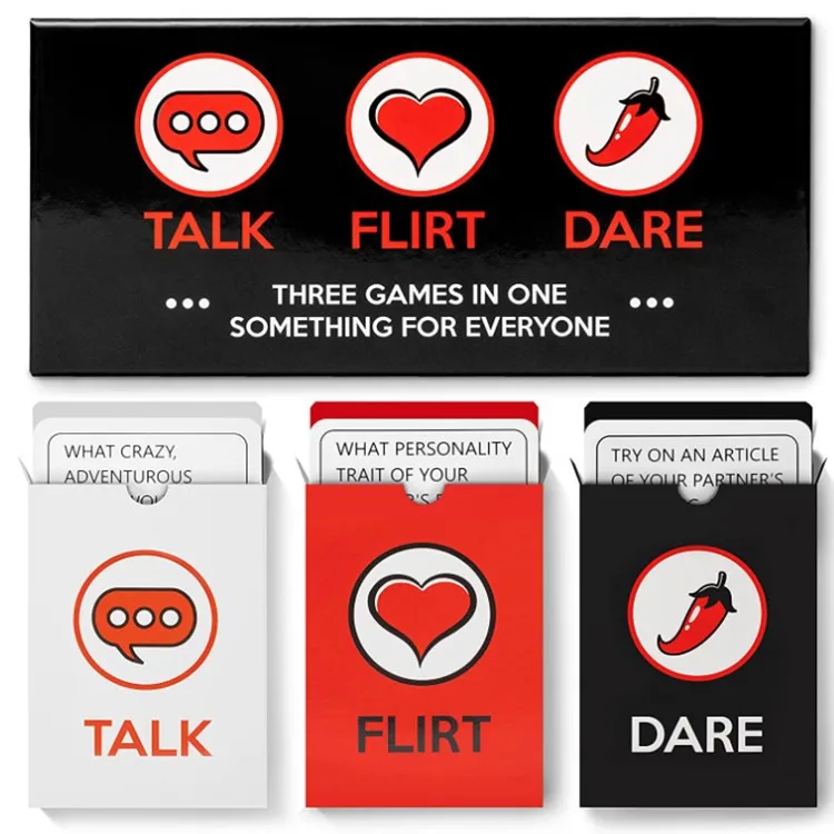 

3-in-1 High Quality Talk Flirt Or Dare Full English Party Card Game Toys Fun Romantic Games Talk Or Dare Adventure Game Cards