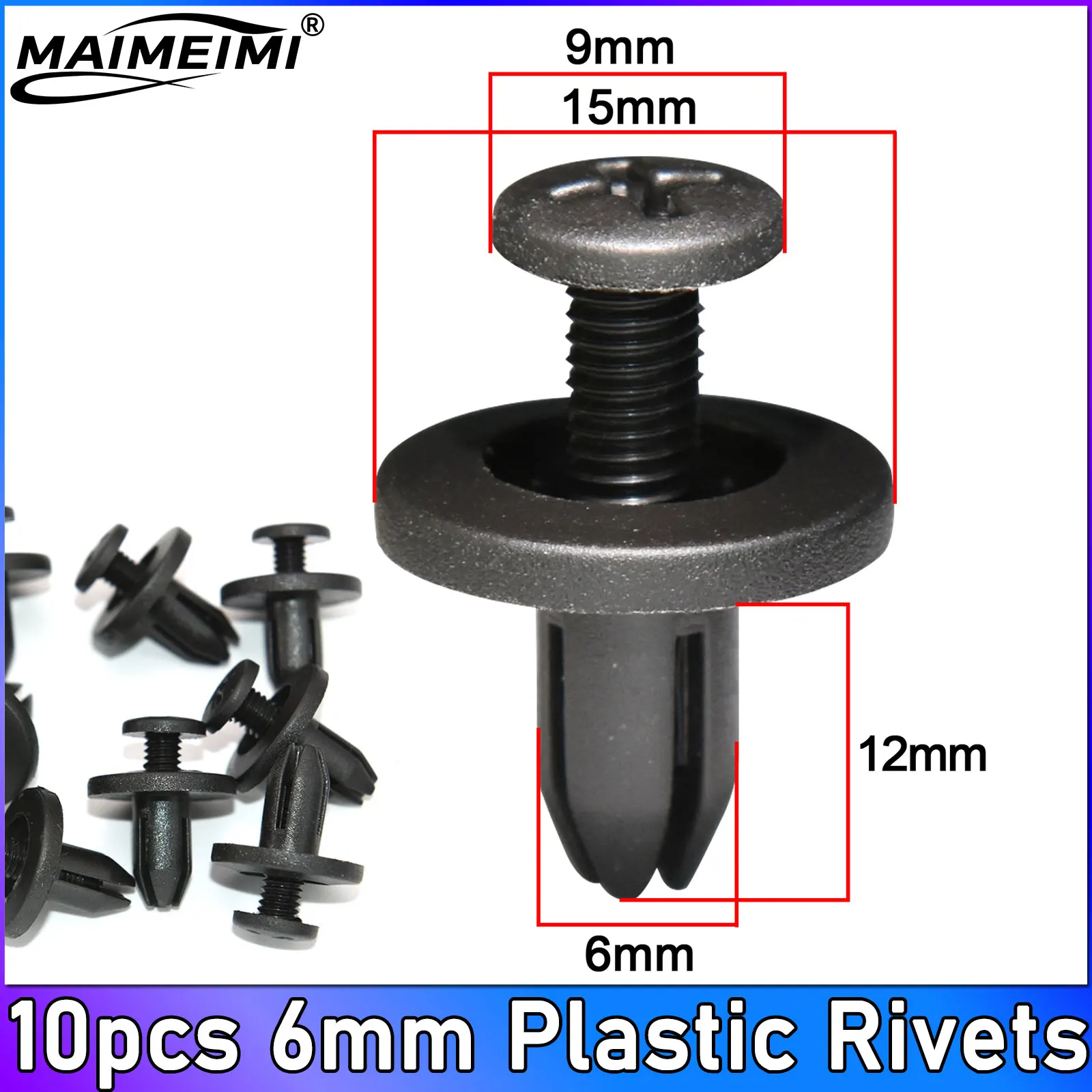 10pcs 6mm Fastener Rivet Bumper Clip Door Panel Clip Retainer Car Interior Retaining Accessories Car Fastener Clip Mixed