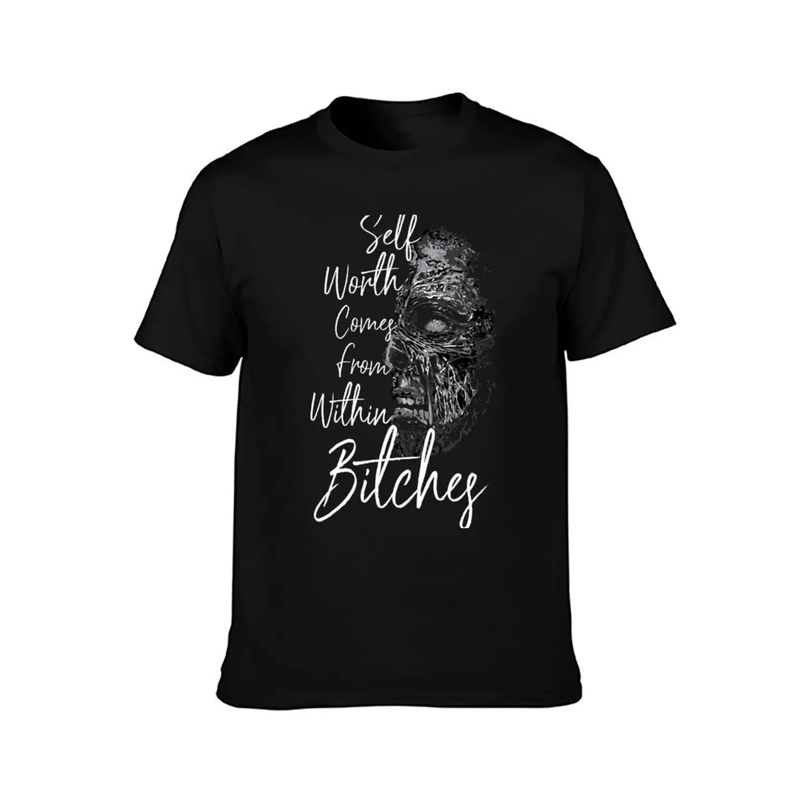Lucifer - Self Worth Comes From Within T-Shirt, Summer Casual Cotton Tee, Oversized Streetwear Tops, Vintage Graphic Print