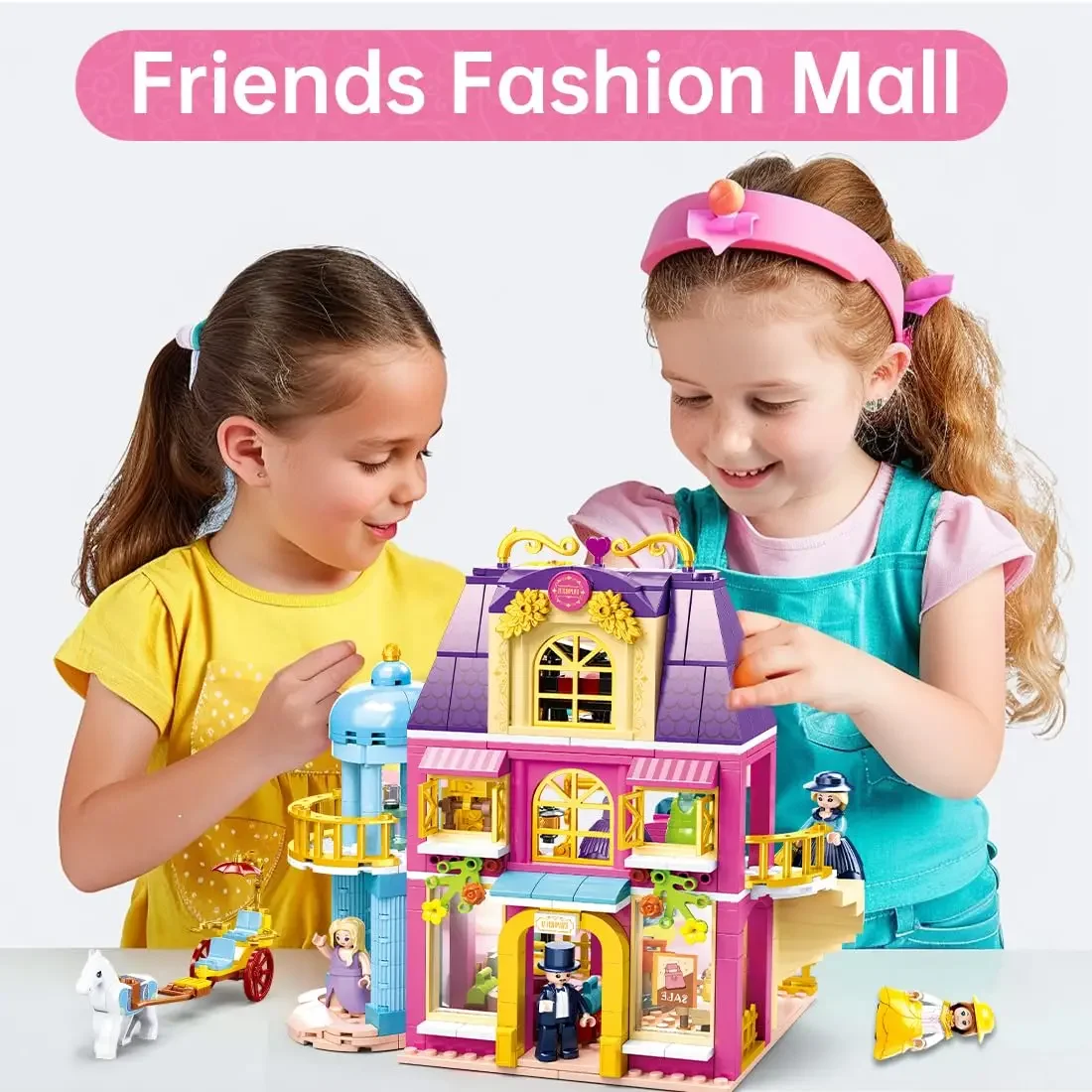 526PCS Fashion Department Store Mall Building Blocks Creative Town Street Model Bricks Set With Figures Kids Educational DIY Toy