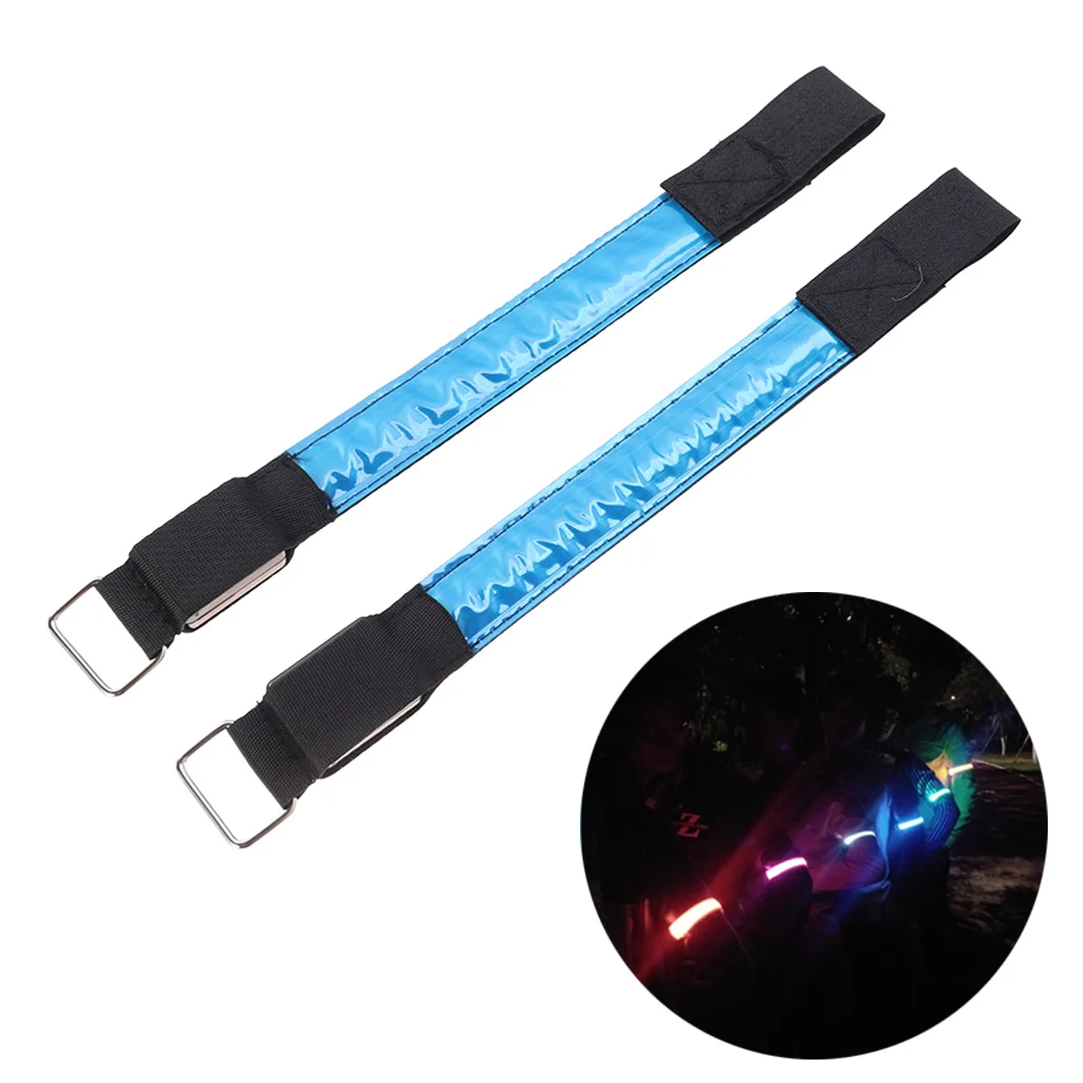 

2Pcs LED Armb Fluorescent Reflective Running Wristb Jogging Bracelet High Visibility Lightweight Outdoor Camping Hiking Night
