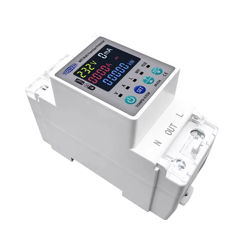 A23F-TOMZN 2P 63A 110V 220V TUYA WIFI Switch Kwh Metering Circuit Breaker Timer With Voltage Current And Leakage Protection