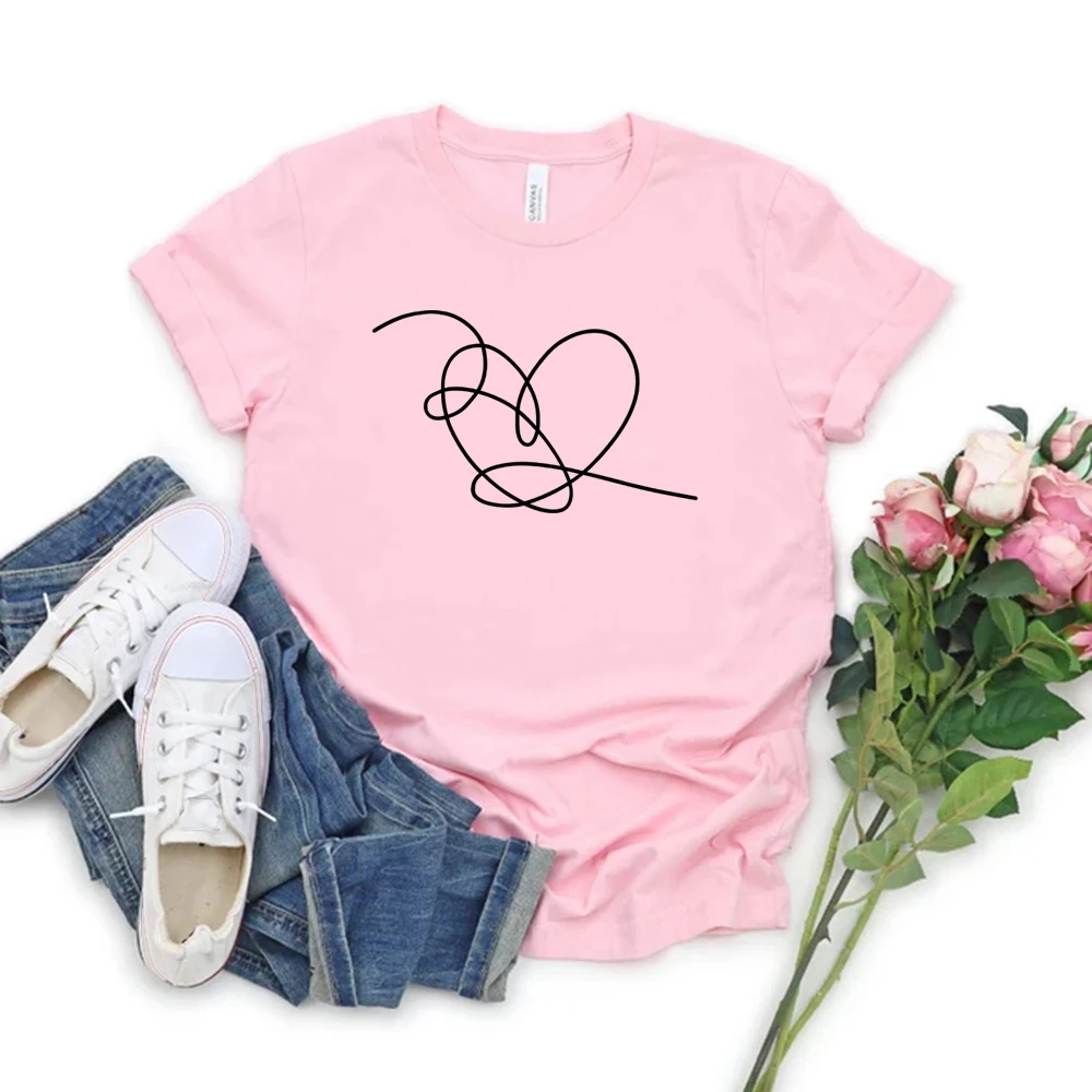 

Love Yourself Heart Shirt Love Yourself T-Shirt Heart Tee Women Plus Size T-shirts Short Sleeve T-shirts Streetwear Casual Tops
