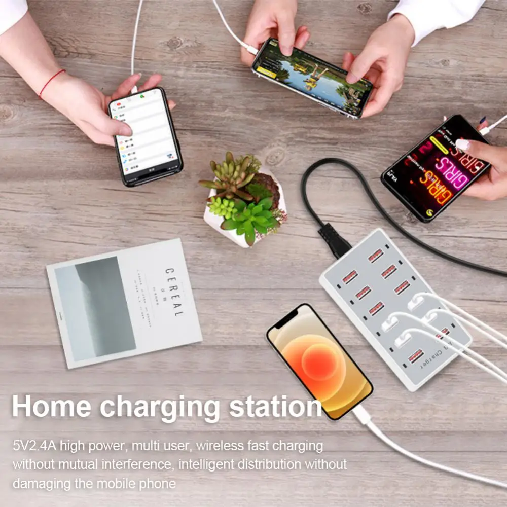 A6 12 Ports Multi USB Charger Station Fast Charging Quick Charge Power Adapter EU For IPhone Samsung Xiaomi Mobile Phone Charger
