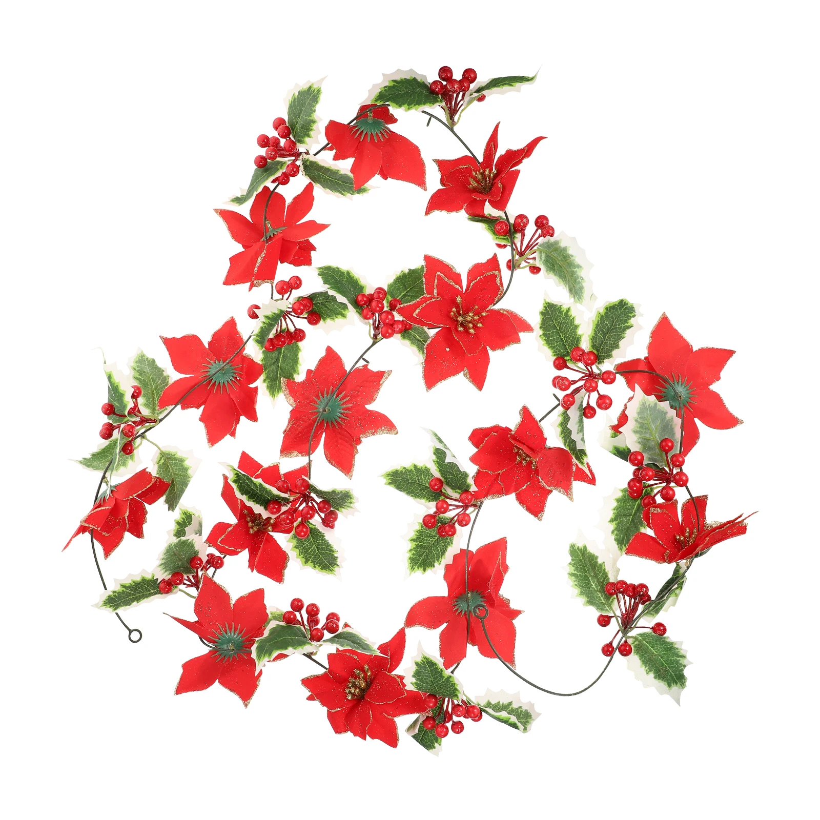 

Imitation Christmas Rattan Decorative Flower Hanging nament Vines Red Pendant Xmas Accessories Holiday Decor Lightweight