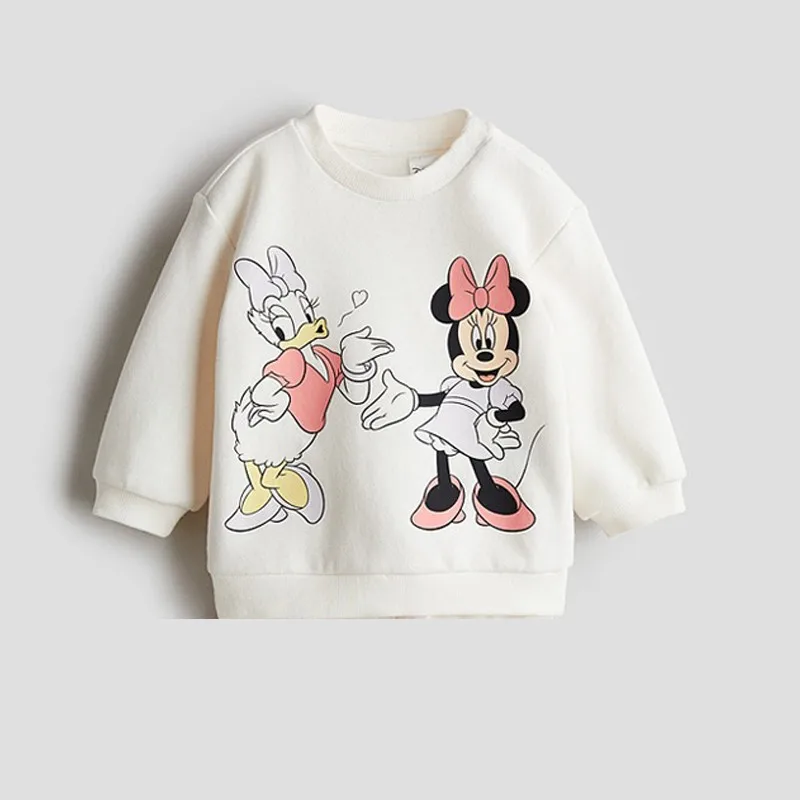 Minnie Sweatshirt For Girl Clothes Autumn Loose Fashion Cartoon Disney Tops Long Sleeve Hoodie Crewneck Pullover Toddler Costume