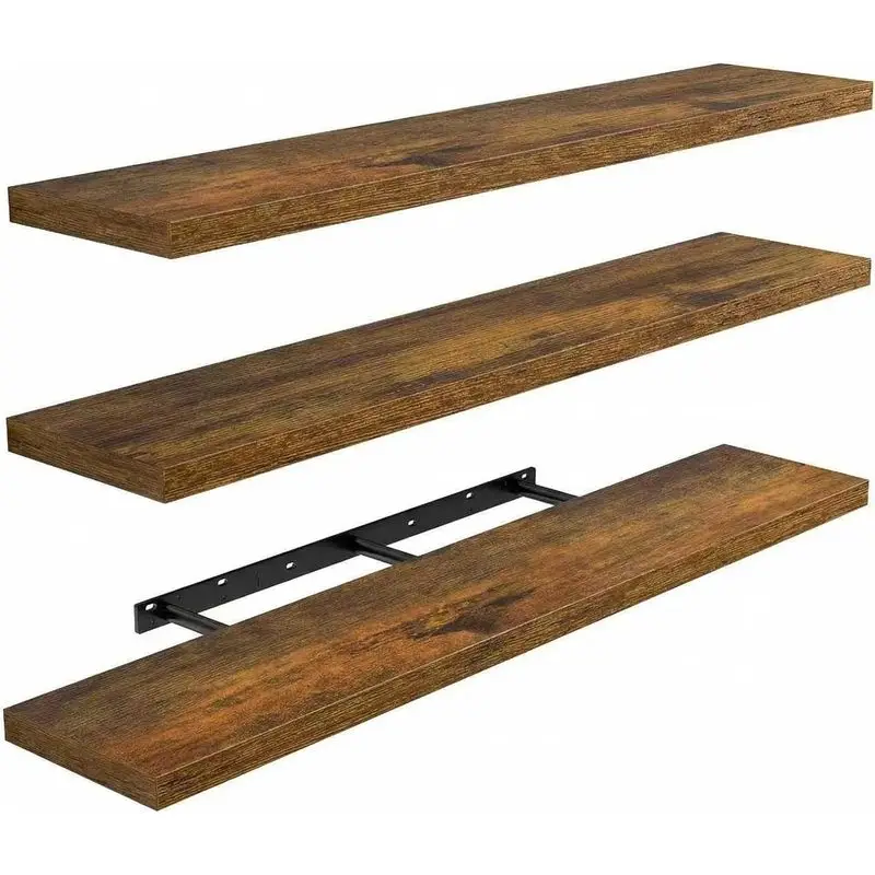 Floating Wall Mount Shelves White Display Rack with Concealed Invisible Brackets, Multifunctional Wall Storage Shelf