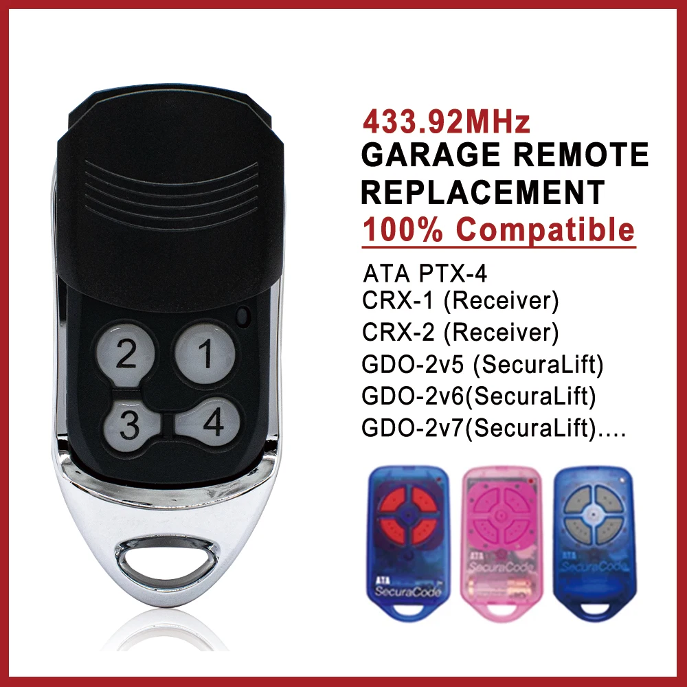 ATA PTX4 Herculift PTX-4 Garage Door Remote Control Replacement Gate Opener Transmitter 433.92MHz Rolling Code