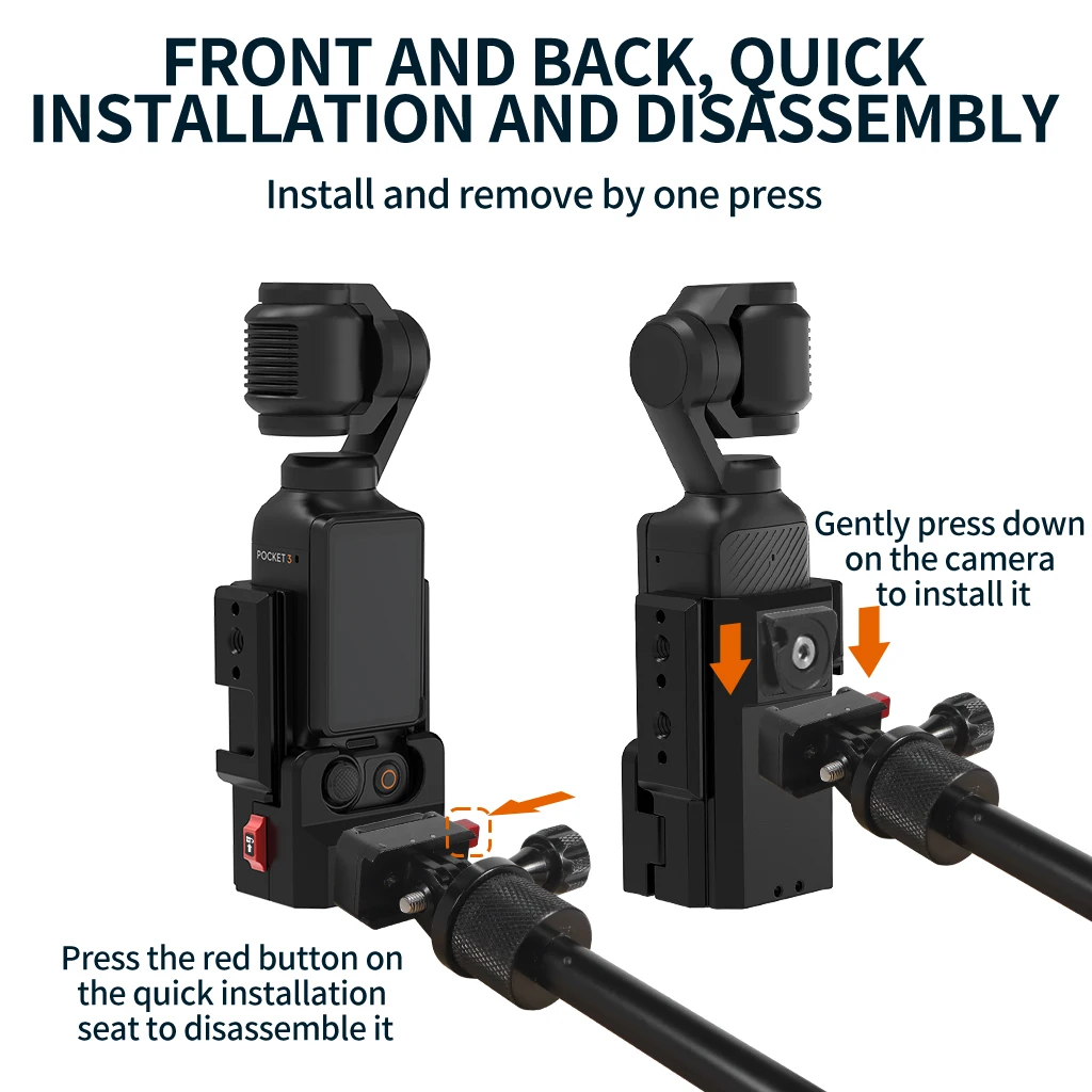 Metall-Taschenkamera-Erweiterungsgehäuse-Adapter, Schutzrahmen mit Schnellverschluss-Kaltplattenhalterung für DJI OSMO POCKET 4 Kamera-Gimbal-Halterung – Detail 12