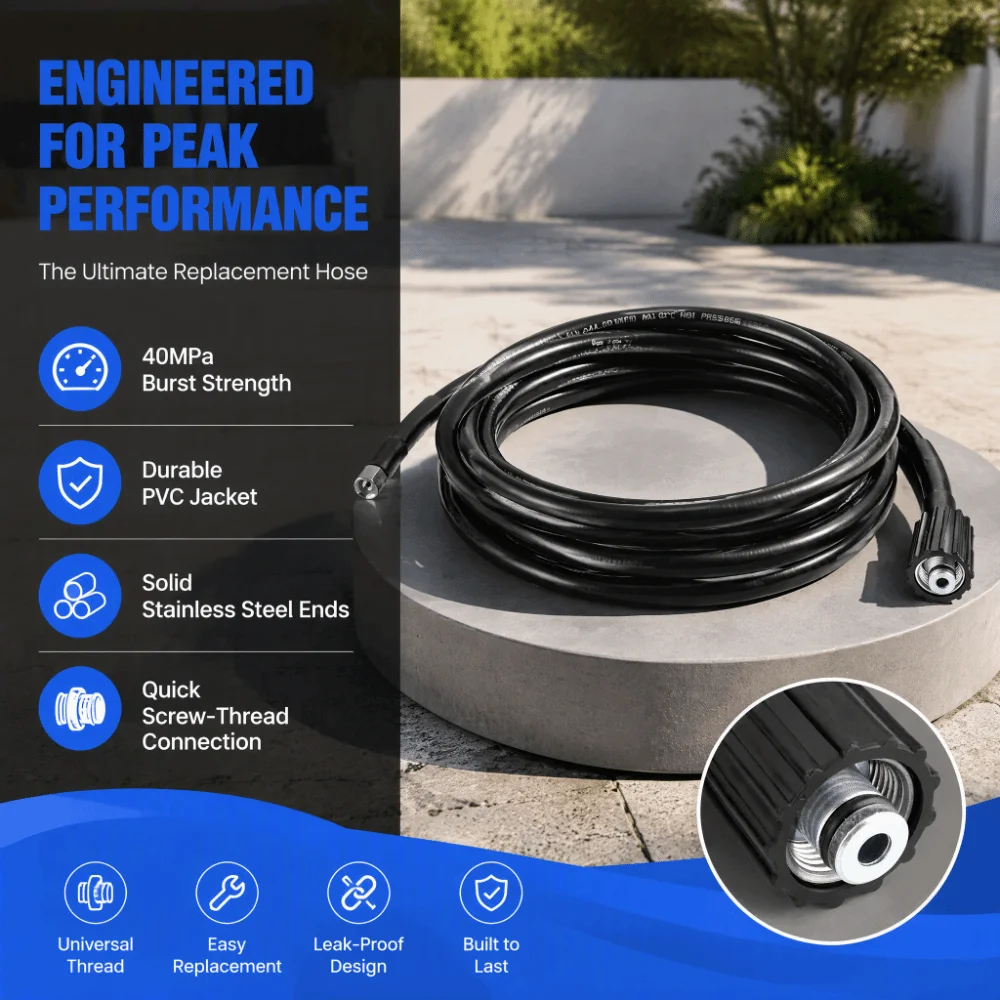 5800PSI High Pressure Washer Hose Flexible Rubber Material Jet Washer Hose Tube Pressure Washer Extension Hose