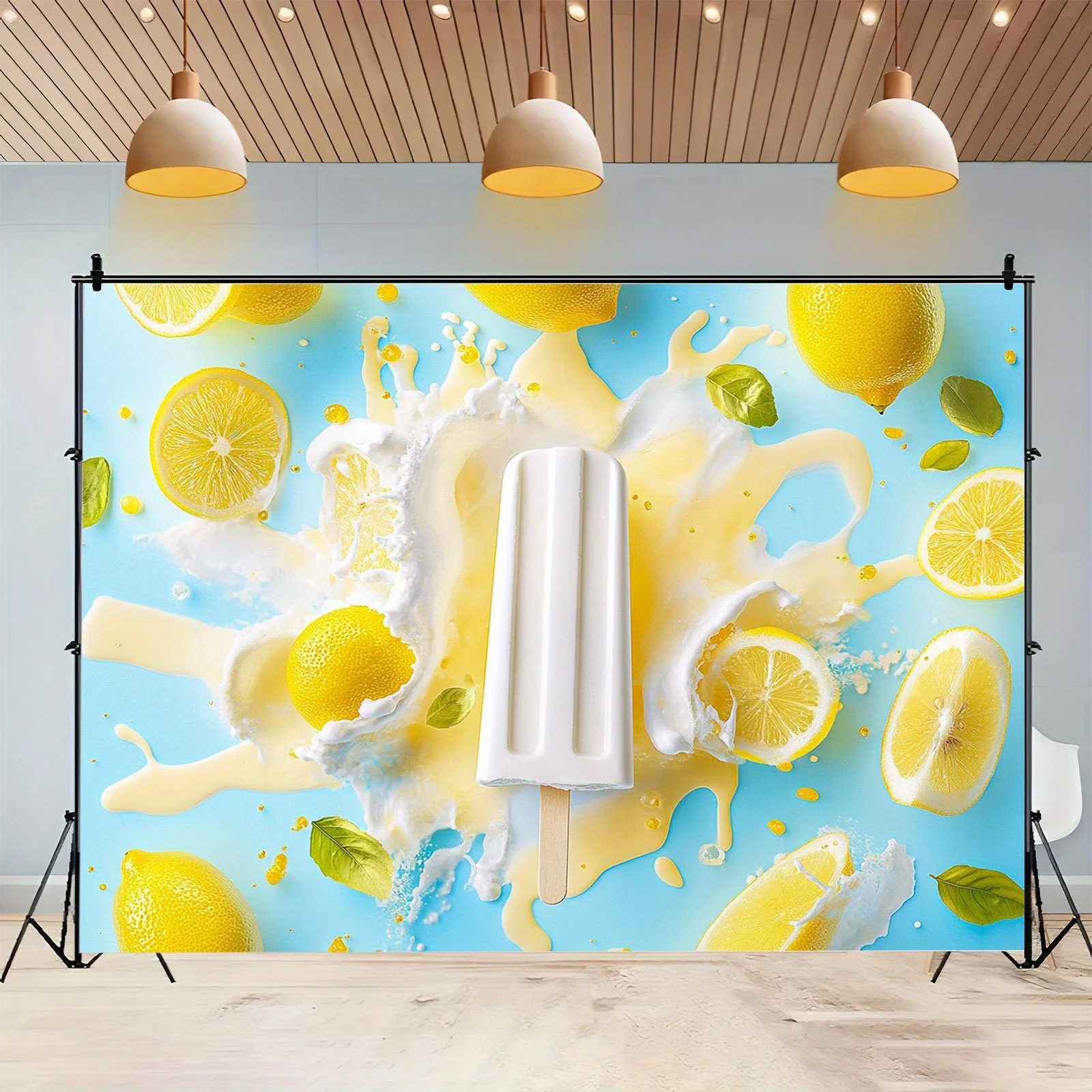 1 unidad, fondo de decoración de fiesta de paletas de yogur de limón estilo crema fresca, adecuado para uso general de fiestas