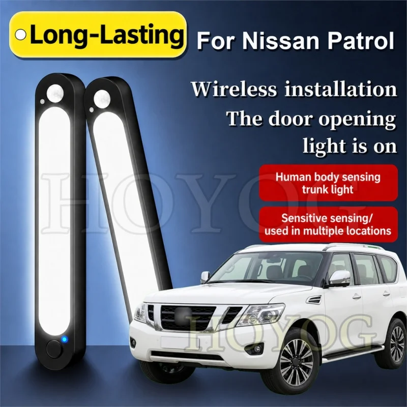 For Nissan Patrol 1951-2026 Car Trunk Light LED Lamp Cordless Sensor Type C Charging Boot Cargo Light SUV Interior Cabin