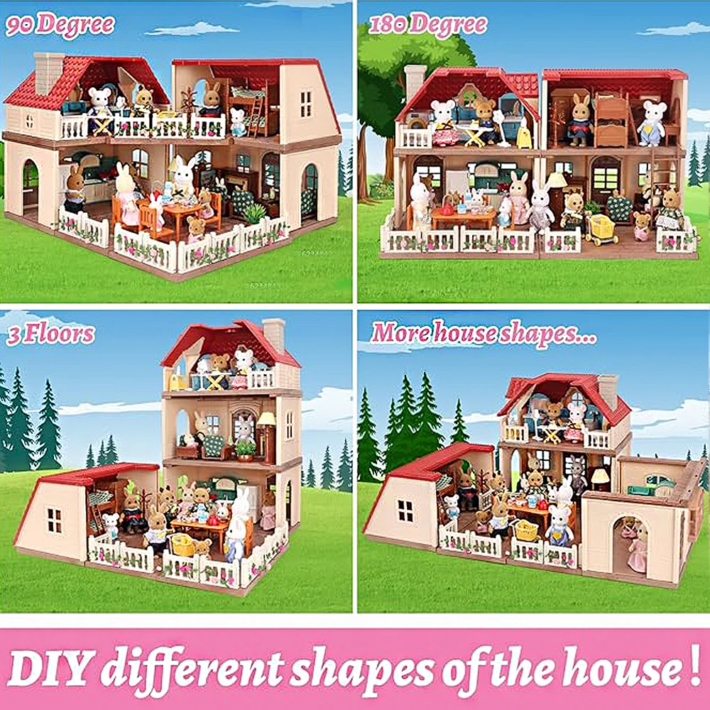 SENGTONGLEHOUSE-A08 Playset de cabina acogedora familiar de plástico Diy cabaña juego de simulación casas de muñecas muebles Accesorios