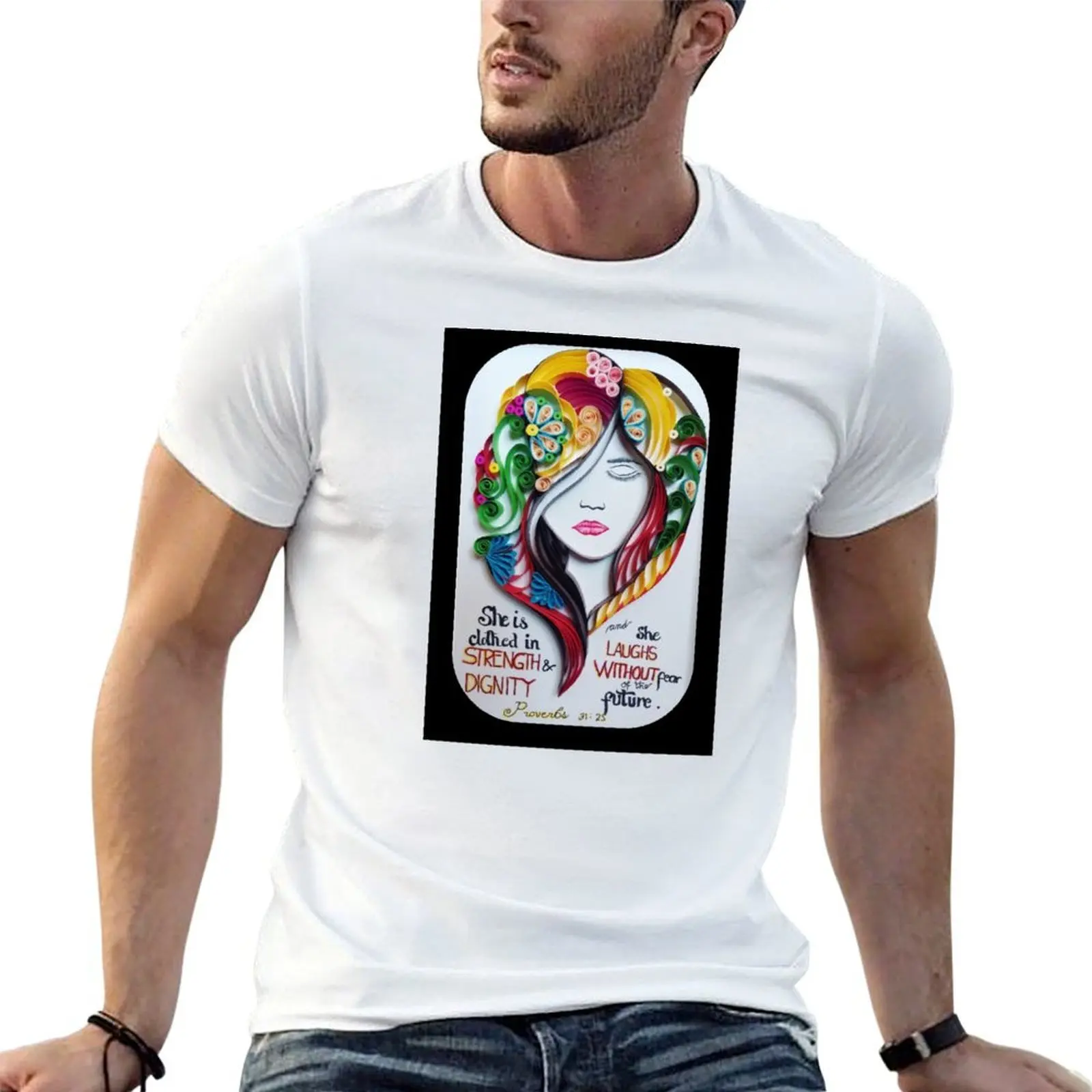 Quilling Woman's Face - empowering women T-Shirt mens graphic t shirts black cotton t-shirt plain for man package T-Shirt