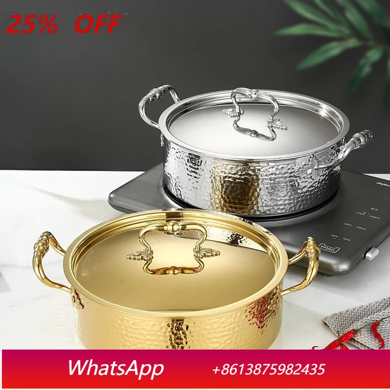 

LMMLMM clear soup pot commercial mandarin duck soup pot thickened three-layer steel household hot pot
