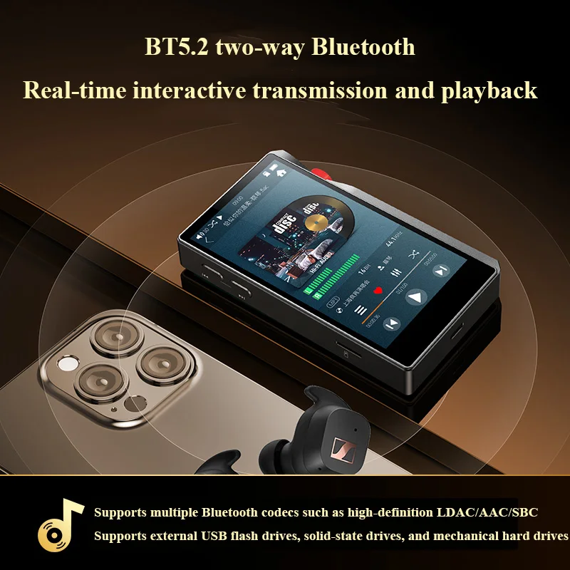HIFI ضياع MP3 مشغل موسيقى محمول 2 قطعة ESS9038 DAC اتجاهين بلوتوث 5.2 LDAC اوديوفيلي وكمان DSD512 فك LDAC