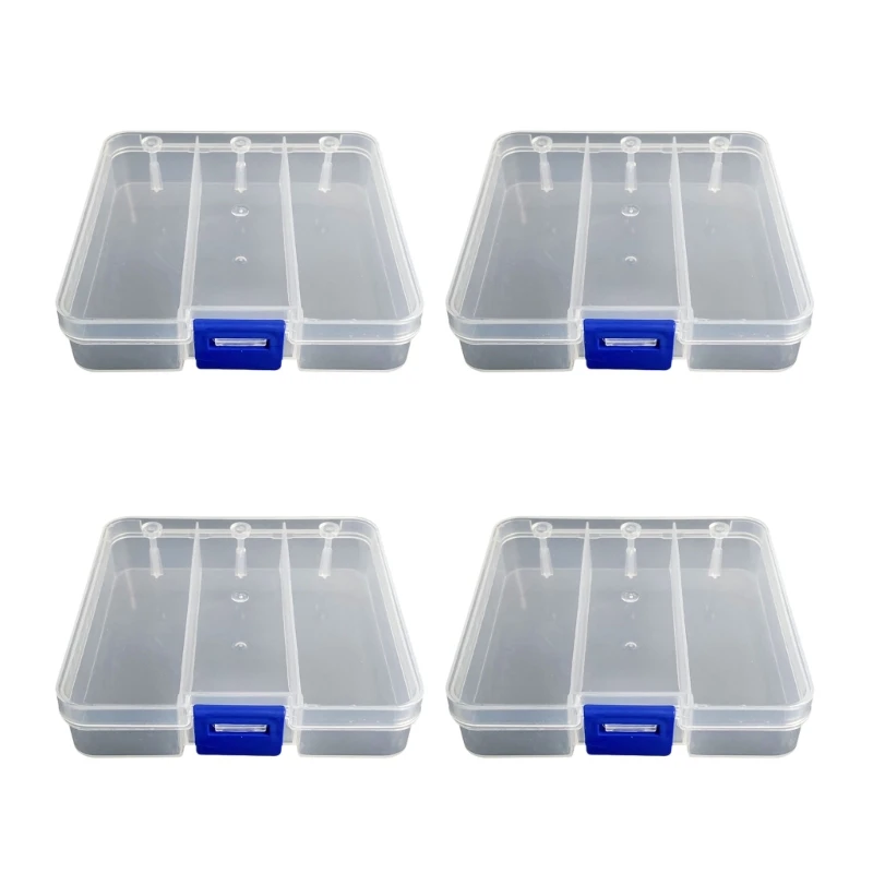 H37F Waterproof Clear ABS Storage Case 3 Sections Fishing Tackle Organiser With Lid