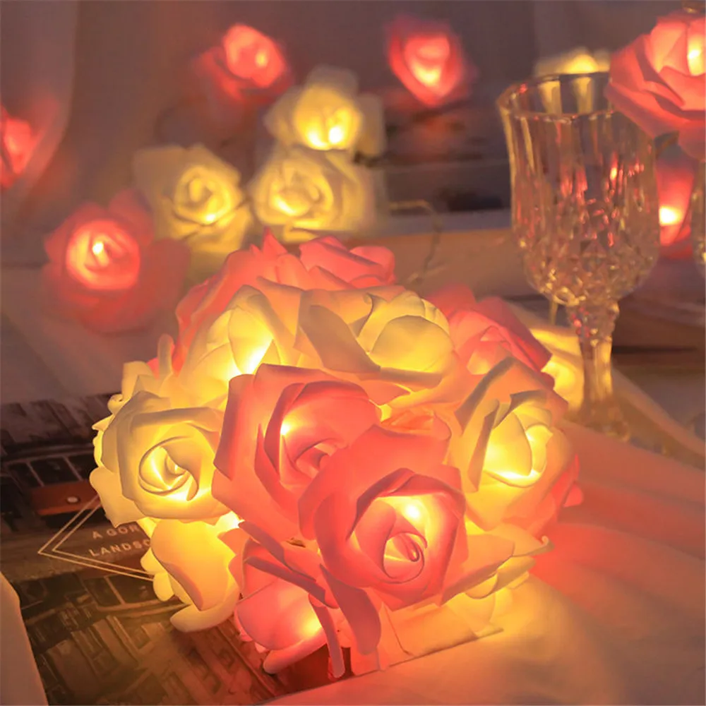 

Rose Flower LED String Lights AA Battery Powered Fairy Lighting for Wedding Home Party Birthday Festival Decorations