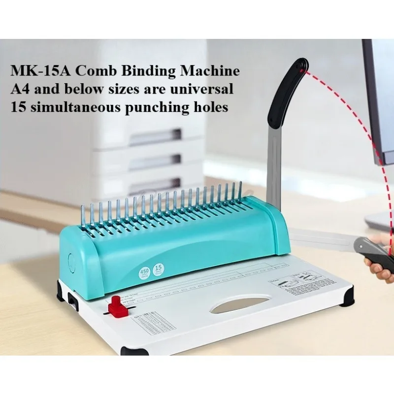 15 Sheets 21 Hole Punching Machine Comb Binding Machine Comb Clip Punching Machine Manual Rubber Ring File Binding
