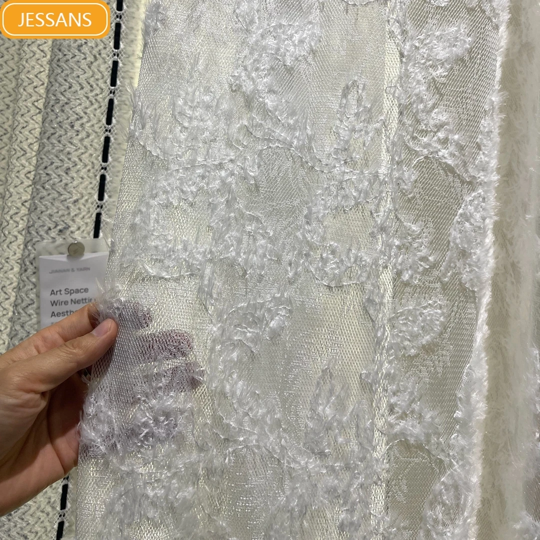 

French Lace Window Screen White Gauze Embroidery Gauze Curtains for Living Room Bedroom French Window Princess Room Customized